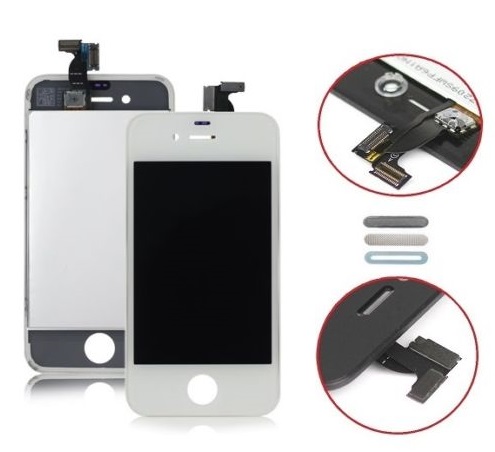 Display Lcd + Touch Screen Per Apple Iphone 4S Bianco Con Retina E Supporto Fotocamera Installati