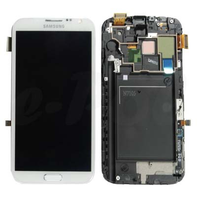 Display Lcd Touch Screen Vetro Samsung N7105 Note 2 Lte Bianco