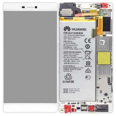 Lcd + Touch + Frame + Batteria Per Huawei P8 Bianco