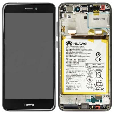 Display Lcd Schermo Con Cornice Per Huawei P8 Lite 2017 Nero Originale + Batteria 02351Ctj 02351Dlp 02351Vbt