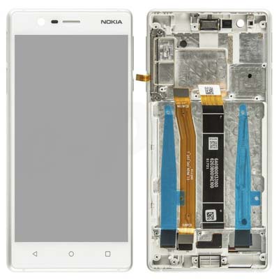 Lcd + Touch + Frame Per Nokia 3 Dual - Bianco Argento