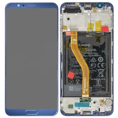 Lcd + Touch + Frame + Batteria Per (Bkl-L09) Huawei Honor View 10 - Blu