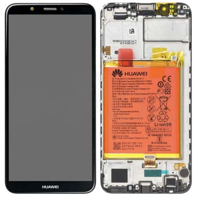 Lcd + Touch + Cornice + Batteria Per Huawei Y7 2018 - Nero