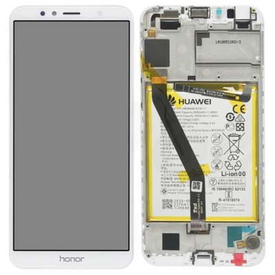 Lcd + Touch + Frame + Batteria Per (Aum-Tl00), (Tl20) Honor 7A - Bianco