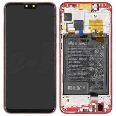 Lcd  + Touch + Frame + Batteria Per Jkm-L23, Jkm-Lx3 Huawei Y9 (2019) - Corallo Rosso