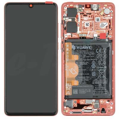 Lcd + Touch + Frame + Batteria Per Ele-L29, Ele-L09 Huawei P30 - Amber Sunrise (Rosso)