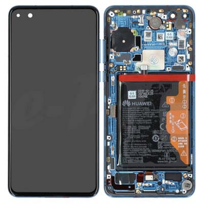 Lcd + Touch + Frame + Batteria Per Ana-An00, Ana-Tn00 Huawei P40 - Deep Sea Blue