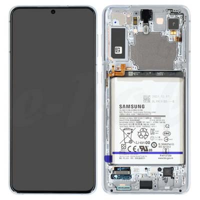 Lcd + Touch + Frame + Batteria Per G996B Samsung Galaxy S21+ - Argento Phantom Silver Gh82-24744C Gh82-24555C