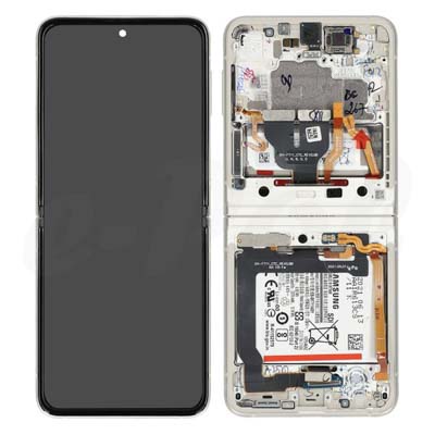 Lcd + Touch + Frame + Batteria Per F711B Samsung Z Flip3 - Cream