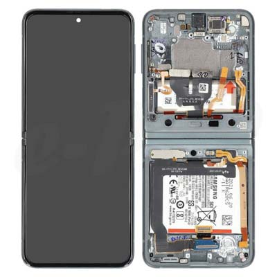 Lcd + Touch + Frame + Batteria Per F711B Samsung Z Flip3 - Green