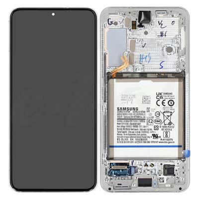 Lcd + Touch + Frame + Battery Per S901B Samsung Galaxy S22 - Phantom White, Cream, Sky Blue