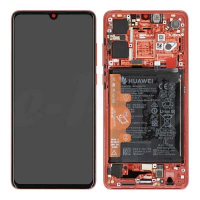 Lcd + Touch + Frame + Battery Per Ele-L29, Ele-L09 Huawei P30 New Version - Amber Sunrise