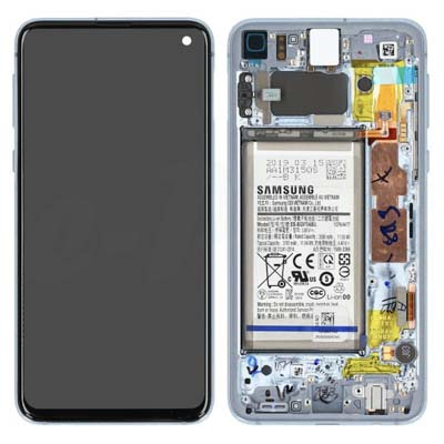 Lcd + Touch + Frame + Batteria Per G970F Samsung Galaxy S10E - Prism Blue